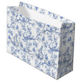 Waterverf Toile de Jouy Blauwe Paashaas Groot Cadeauzakje (Voorkant Gekanteld)