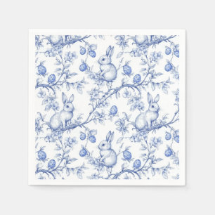 Waterverf Toile de Jouy Blauwe Paashaas Servet