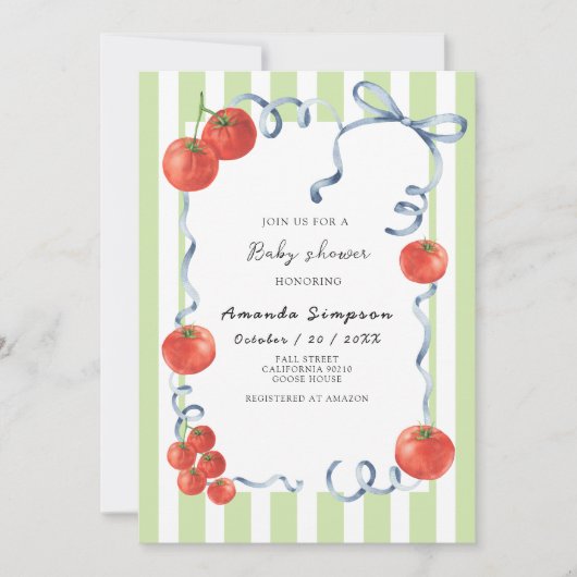 Waterverf Tomaat Baby shower Kaart (Voorkant)