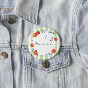 Waterverf tomaat baby shower Mama in wording Ronde Button 7,6 Cm
