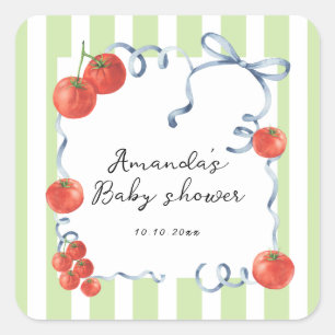 Waterverf tomaat baby shower  vierkante sticker
