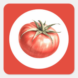 Waterverf tomaat illustratie vierkante sticker