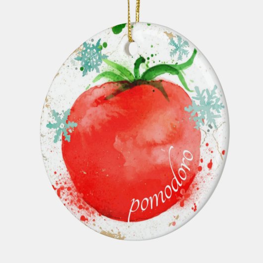 Waterverf tomaat Italiaans eten Kerstversiering Keramisch Ornament (Links)