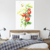 Waterverf Tomaat Plant Delight Canvas Afdruk (Insitu (Slaapkamer))