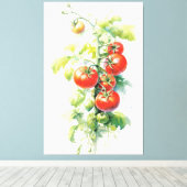 Waterverf Tomaat Plant Delight Canvas Afdruk (Insitu (Houten vloer))