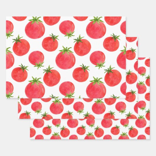 Waterverf Tomaten Patroon Inpakpapier Vel (Set)
