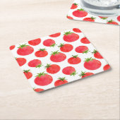 Waterverf Tomaten Patroon Kartonnen Onderzetters (Schuin)