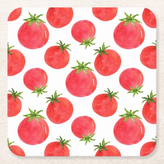 Waterverf Tomaten Patroon Kartonnen Onderzetters (Voorkant)