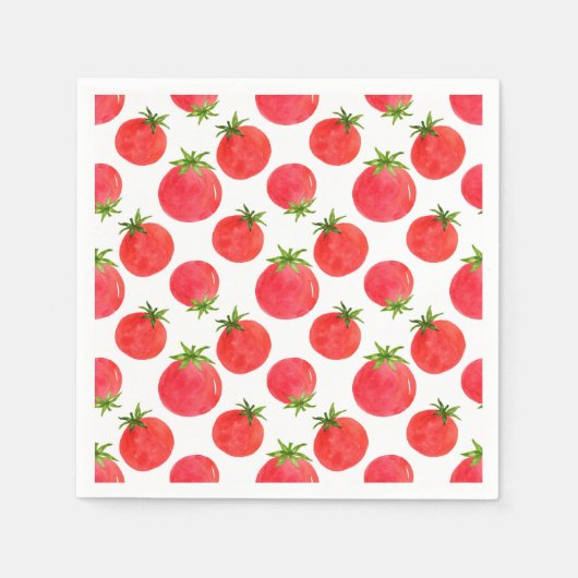 Waterverf Tomaten Pattern Napkins Servet (Voorkant)