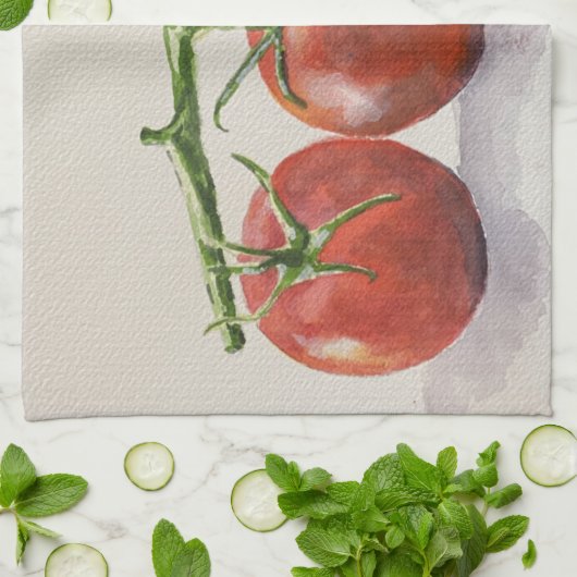 Waterverf tomaten theedoek (Gevouwen)