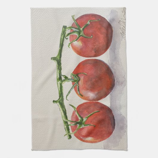 Waterverf tomaten theedoek (Verticaal)