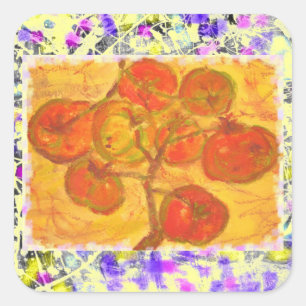 waterverf tomatencluster vierkante sticker