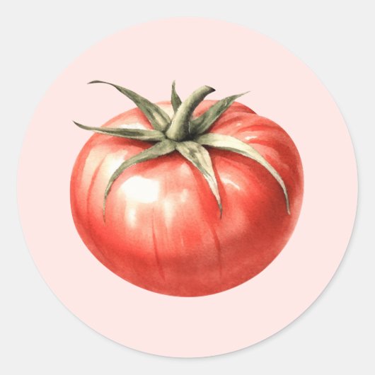 Waterverf tomatenillustratie ronde sticker (Voorkant)