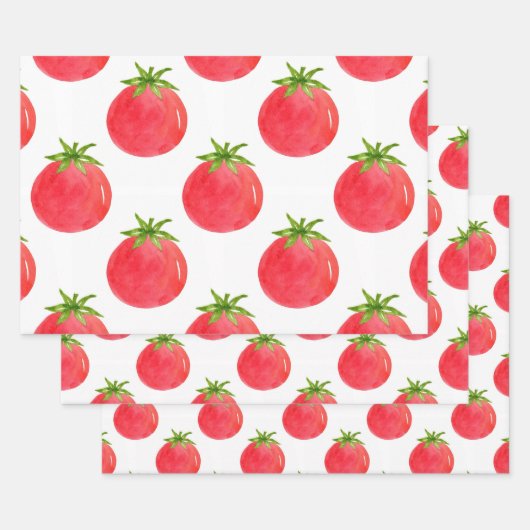 Waterverf tomatentPatroon Inpakpapier Vel (Set)