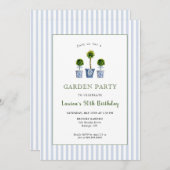 Waterverf Topiaries Garden Birthday Party Kaart (Voorkant / Achterkant)