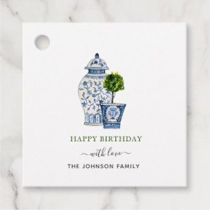 Waterverf Topiaries & Ginger Jar Happy Birthday Bedankjes Labels