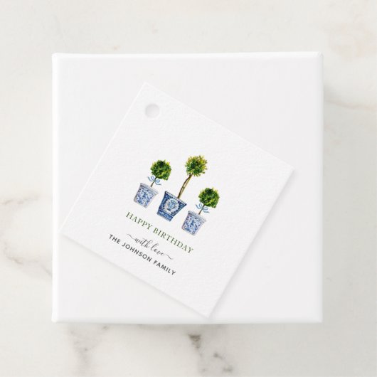 Waterverf topiaries Happy Birthday gift labels (In situ)