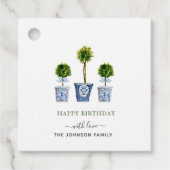 Waterverf topiaries Happy Birthday gift labels (Voorkant)