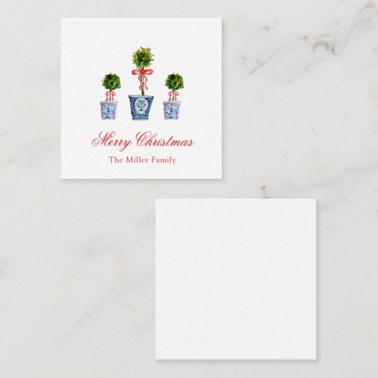 Waterverf Topiaries Kerst Notitiekaartje (Voorkant / Achterkant)