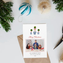 Waterverf Topiaries-vakantiefoto  Feestdagenkaart