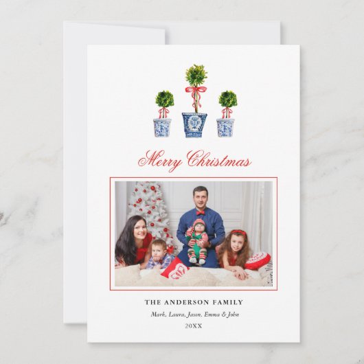 Waterverf Topiaries-vakantiefoto  Feestdagenkaart (Voorkant)