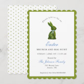 Waterverf Topiary Bunny Paasbrunch Kaart (Voorkant / Achterkant)