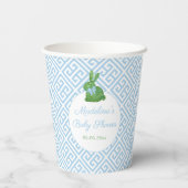 Waterverf Topiary Konijn Baby Jongen Douche Party Papieren Bekers (Achterkant)