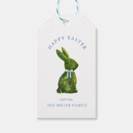 Waterverf Topiary Konijn Gelukkig Pasen Cadeaulabel