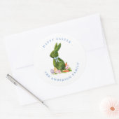 Waterverf Topiary Rabbit Happy Easter Ronde Sticker (Envelop)