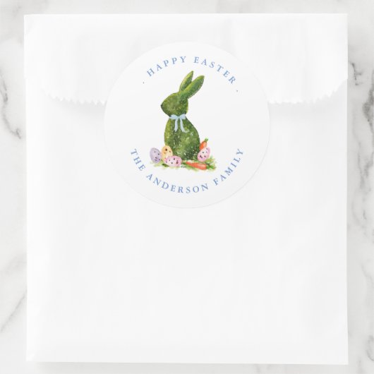 Waterverf Topiary Rabbit Happy Easter Ronde Sticker (Tas)