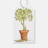 Waterverf Topiary Tree Cadeaulabel (Voorkant)
