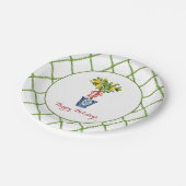 Waterverf Topiary & Trellis border Happy Holiday Papieren Bordje (Gekanteld)