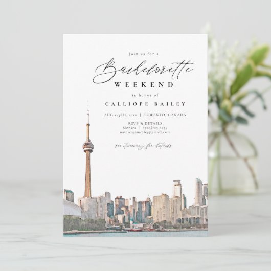 Waterverf Toronto Bachelorette Itinerary en Kaart (Staand voorkant)