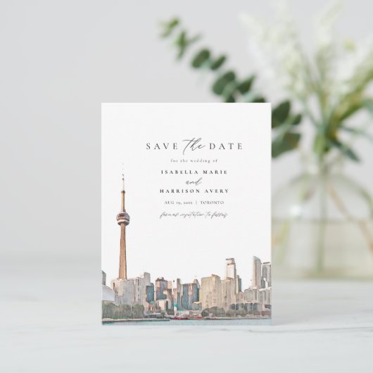 Waterverf Toronto Canada Silhouet Save the Date Briefkaart (Staand voorkant)