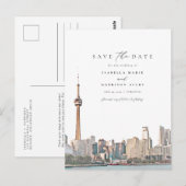Waterverf Toronto Canada Silhouet Save the Date Briefkaart (Voorkant / Achterkant)