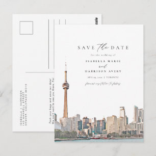 Waterverf Toronto Canada Silhouet Save the Date Briefkaart