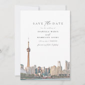 Waterverf Toronto Skyline Foto slaat de datum in o Kaart (Voorkant)