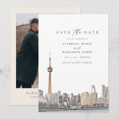 Waterverf Toronto Skyline Foto slaat de datum in o Kaart (Voorkant / Achterkant)