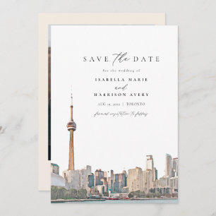 Waterverf Toronto Skyline Foto slaat de datum in o Kaart