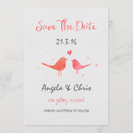 Waterverf Tortelduifjes Bewaar de datum Save The Date