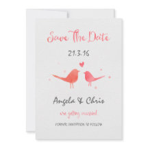 Waterverf Tortelduifjes Bewaar de datum