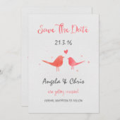 Waterverf Tortelduifjes Bewaar de datum Save The Date (Voorkant / Achterkant)
