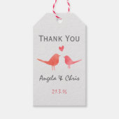 Waterverf Tortelduifjes Bruiloft Cadeaulabel (Voorkant)