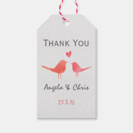 Waterverf Tortelduifjes Bruiloft Cadeaulabel