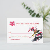 Waterverf Tortelduifjes Chinese Xi RSVP (Staand voorkant)