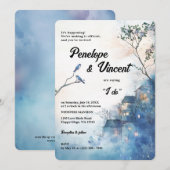 Waterverf Tortelduifjes op blauw Kaart (Voorkant / Achterkant)