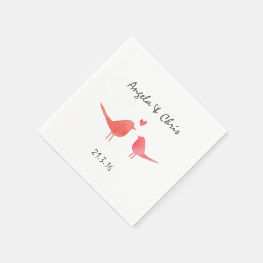 Waterverf Tortelduifjes Servetten (Hoek)