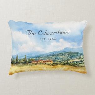 Waterverf Toscaans Mediterraan Familienaam Accent Kussen