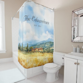 Waterverf Toscaanse mediterrane familienaam Douchegordijn