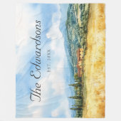 Waterverf Toscaanse mediterrane familienaam Fleece Deken (Voorkant)